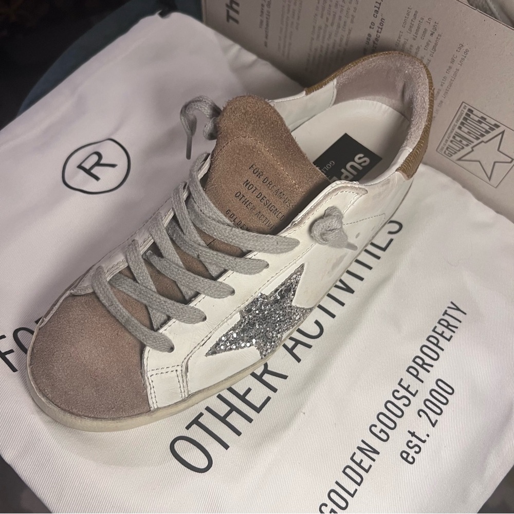 Golden Goose SUPER STAR White and Brown Sneakers - Picture 10 of 15